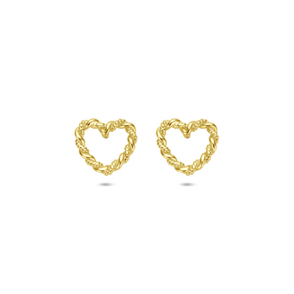 oorknoppen hartje gedraaid 8,5 mm 14K geelgoud