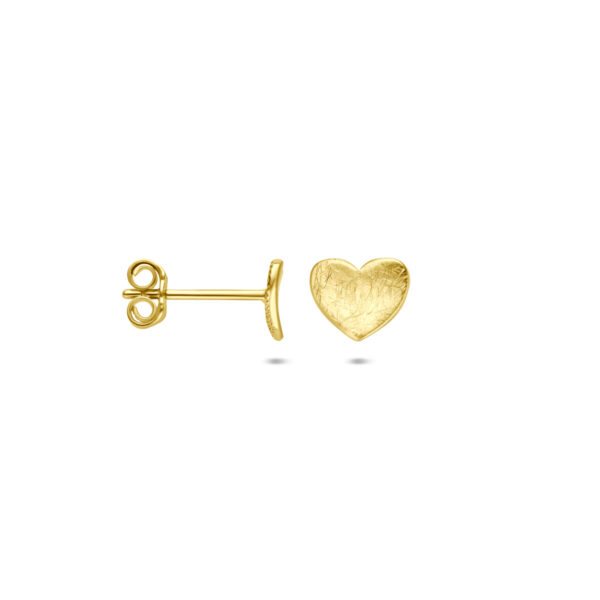 oorknoppen hartje poli/mat 6 mm 14K geelgoud - Afbeelding 3