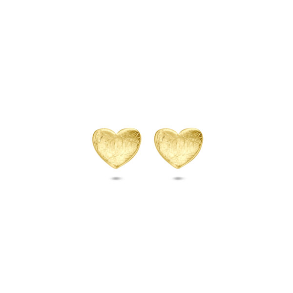 oorknoppen hartje poli/mat 6 mm 14K geelgoud