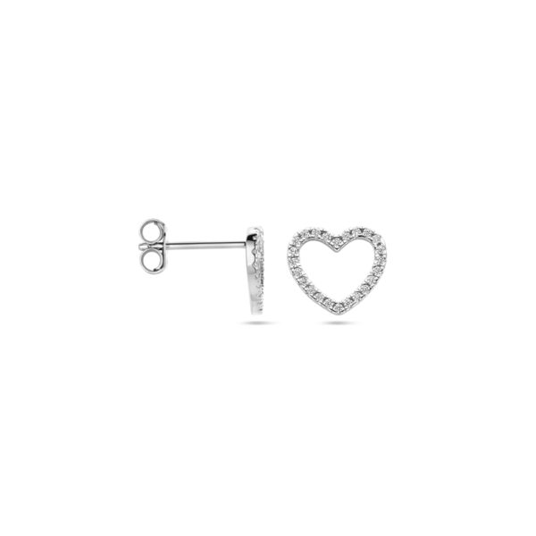 oorknoppen hartje zirkonia 10 mm zilver gerhodineerd - Afbeelding 3