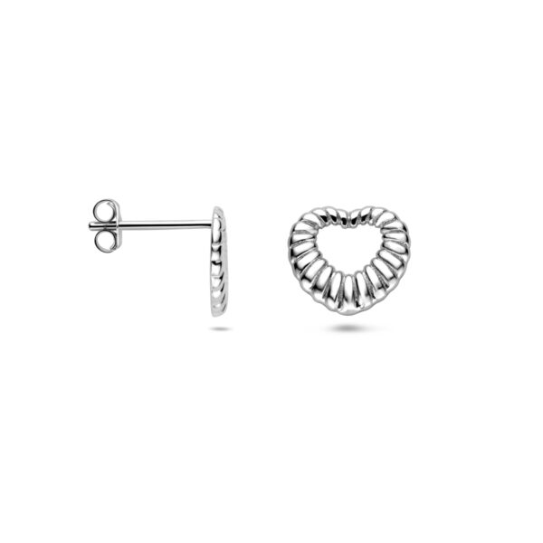 oorknoppen hartjes 11 mm zilver gerhodineerd - Afbeelding 3