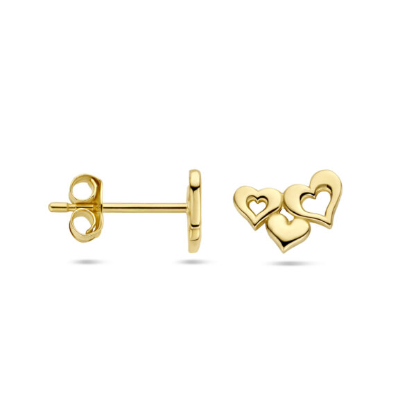 oorknoppen hartjes 14K geelgoud - Afbeelding 3
