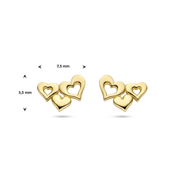 oorknoppen hartjes 14K geelgoud - Afbeelding 4