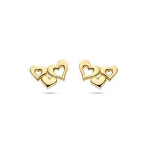 oorknoppen hartjes 14K geelgoud