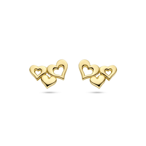 oorknoppen hartjes 14K geelgoud