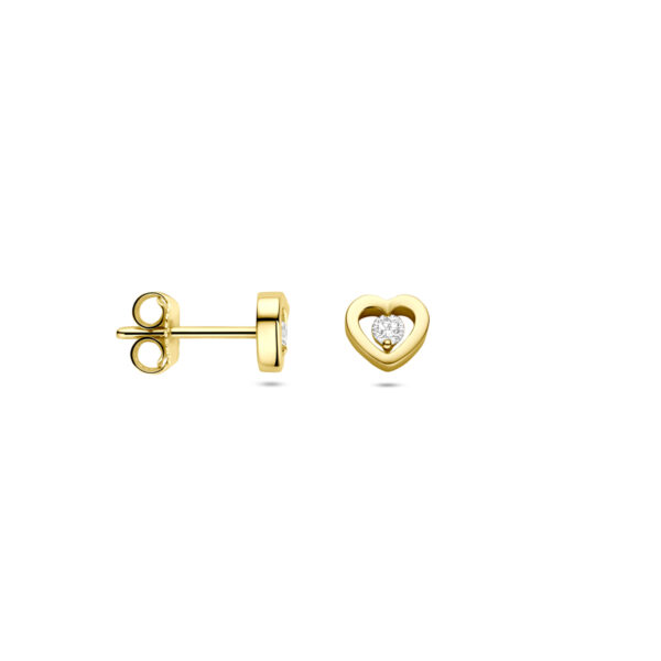 oorknoppen hartjes diamant 0.10ct (2x 0.05ct) h si 5,5 mm 14K geelgoud - Afbeelding 3
