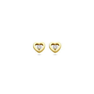 oorknoppen hartjes diamant 0.10ct (2x 0.05ct) h si 5,5 mm 14K geelgoud