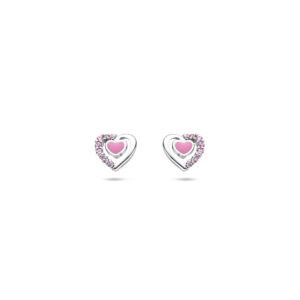 oorknoppen hartjes zirkonia 6 mm zilver gerhodineerd