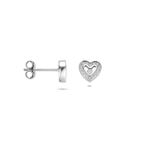 oorknoppen hartjes zirkonia 6,5 mm zilver gerhodineerd - Afbeelding 3