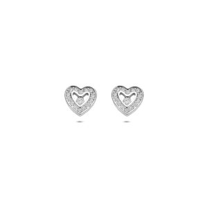 oorknoppen hartjes zirkonia 6,5 mm zilver gerhodineerd