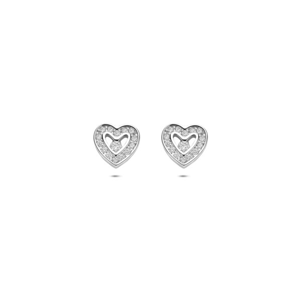 oorknoppen hartjes zirkonia 6,5 mm zilver gerhodineerd