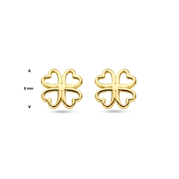 oorknoppen klavertje 8 mm 14K geelgoud - Afbeelding 4