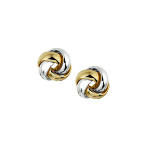oorknoppen knoop 14K bicolor goud geel/wit