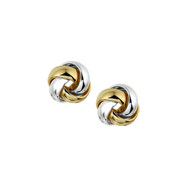 oorknoppen knoop 14K bicolor goud geel/wit