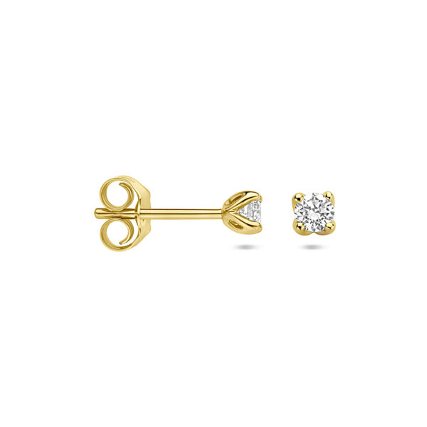 oorknoppen lab grown diamant 0.20ct. (2x 0.10ct) h si 3,25 mm 14K geelgoud - Afbeelding 3