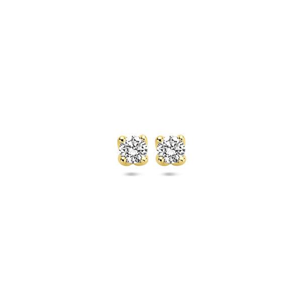 oorknoppen lab grown diamant 0.20ct. (2x 0.10ct) h si 3,25 mm 14K geelgoud