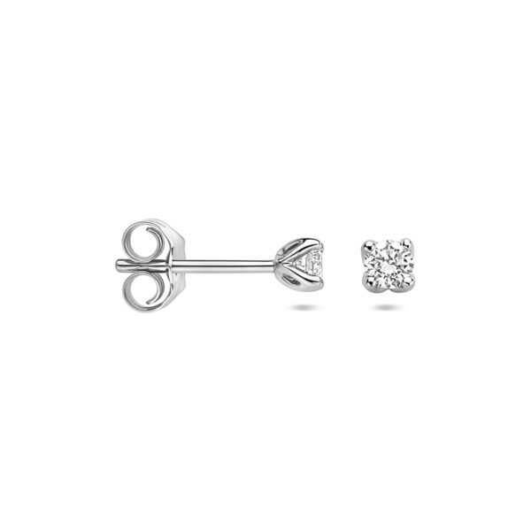 oorknoppen lab grown diamant 0.20ct. (2x 0.10ct) h si 3,25 mm 14K witgoud - Afbeelding 3