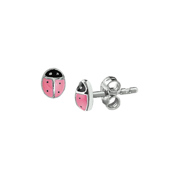 oorknoppen lieveheersbeestje zilver gerhodineerd