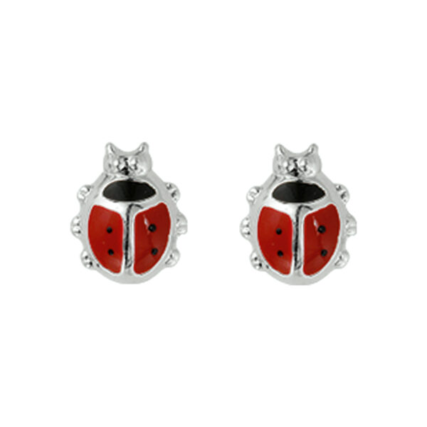 oorknoppen lieveheersbeestje zilver wit