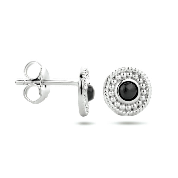 oorknoppen onyx zilver gerhodineerd - Afbeelding 3