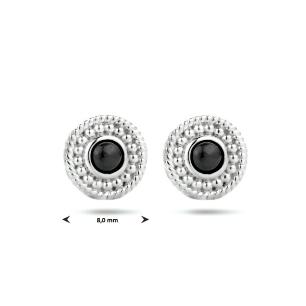 oorknoppen onyx zilver gerhodineerd - Afbeelding 4