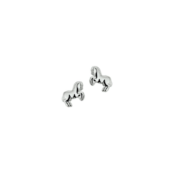 oorknoppen paard zilver wit - Afbeelding 2