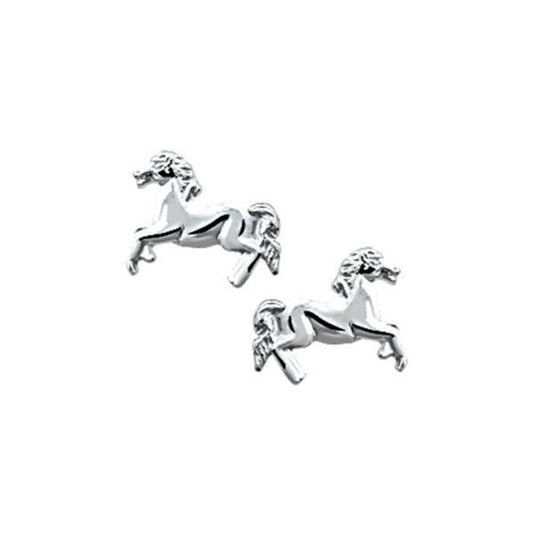 oorknoppen paard zilver wit