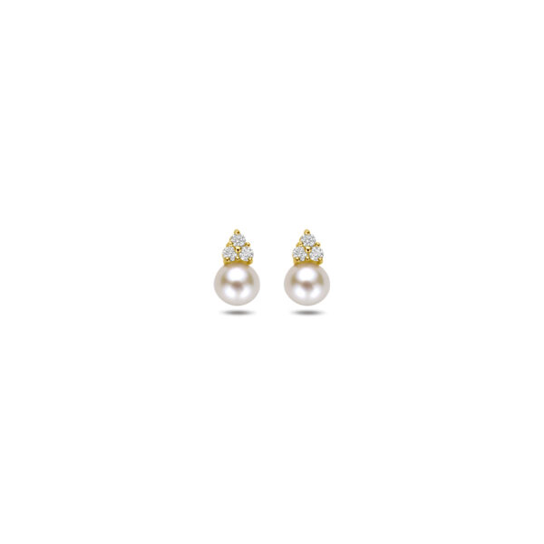 oorknoppen parel zirkonia 7 mm 14K geelgoud
