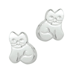 oorknoppen poes zilver wit