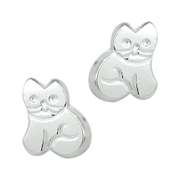 oorknoppen poes zilver wit