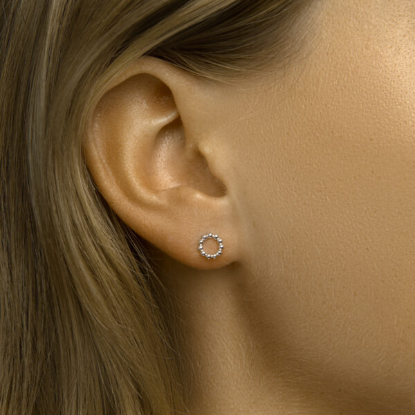 oorknoppen rond bolletjes zilver gerhodineerd - Afbeelding 2