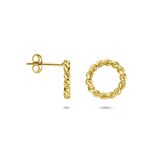 oorknoppen rondje gedraaid 12 mm 14K geelgoud - Afbeelding 3