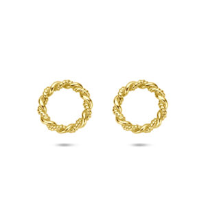 oorknoppen rondje gedraaid 12 mm 14K geelgoud