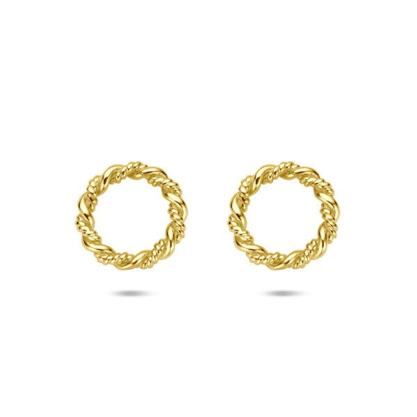 oorknoppen rondje gedraaid 12 mm 14K geelgoud