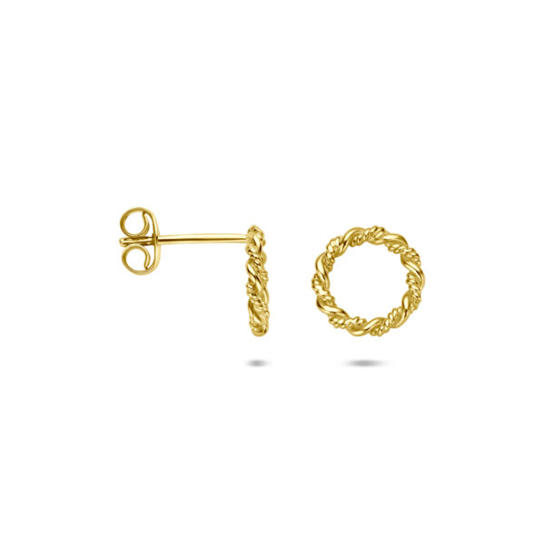 oorknoppen rondje gedraaid 9,5 mm 14K geelgoud - Afbeelding 3