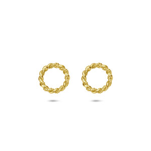 oorknoppen rondje gedraaid 9,5 mm 14K geelgoud