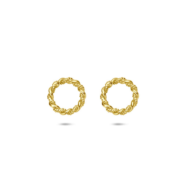 oorknoppen rondje gedraaid 9,5 mm 14K geelgoud