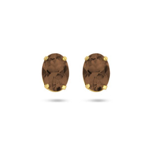 oorknoppen rookkwarts 14K geelgoud