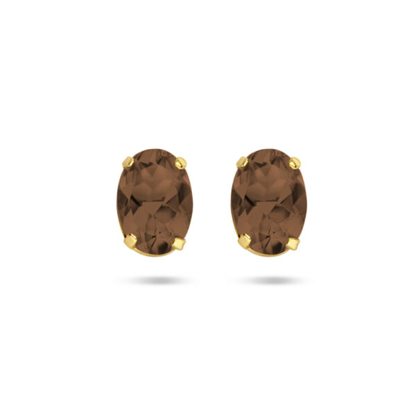 oorknoppen rookkwarts 14K geelgoud