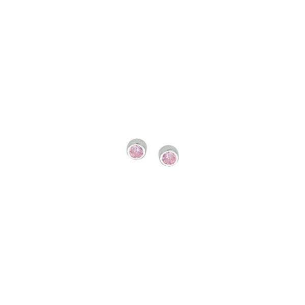 oorknoppen roze zirkonia zilver wit - Afbeelding 2