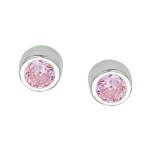 oorknoppen roze zirkonia zilver wit