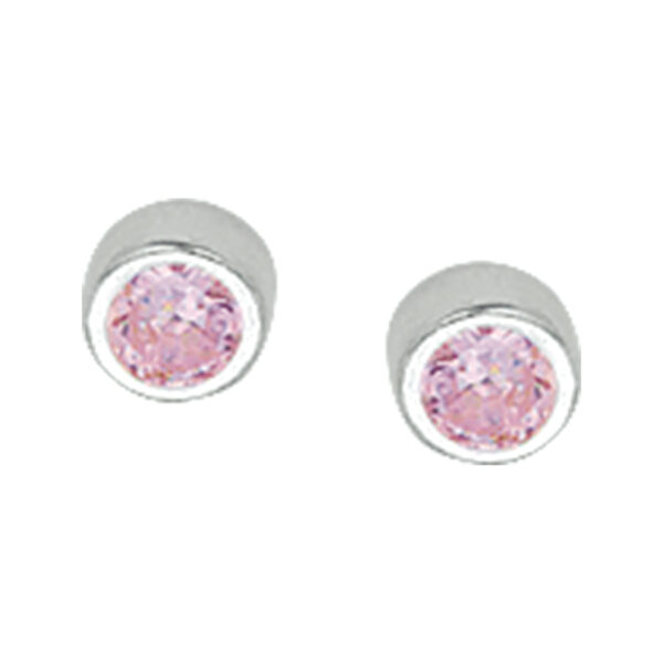 oorknoppen roze zirkonia zilver wit