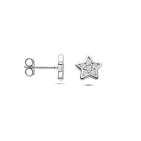 oorknoppen ster zirkonia 8,5 mm zilver gerhodineerd - Afbeelding 3