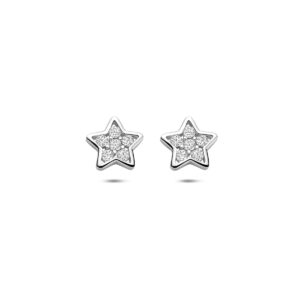 oorknoppen ster zirkonia 8,5 mm zilver gerhodineerd