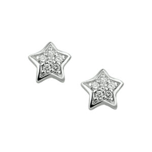 oorknoppen ster zirkonia zilver gerhodineerd