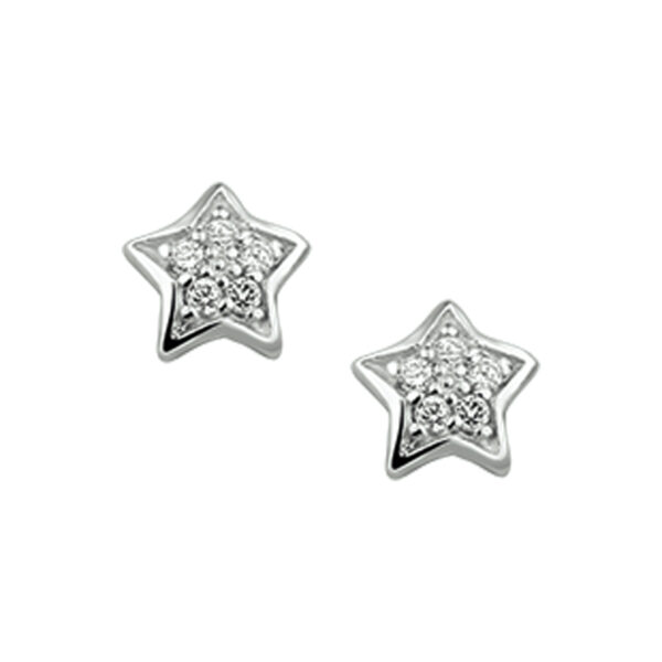 oorknoppen ster zirkonia zilver gerhodineerd