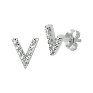 oorknoppen v zirkonia zilver gerhodineerd