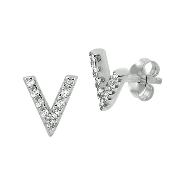 oorknoppen v zirkonia zilver gerhodineerd