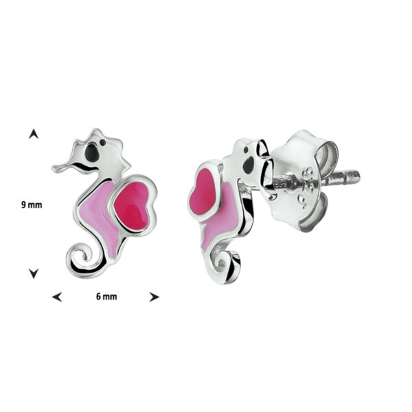 oorknoppen zeepaard zilver gerhodineerd - Afbeelding 2