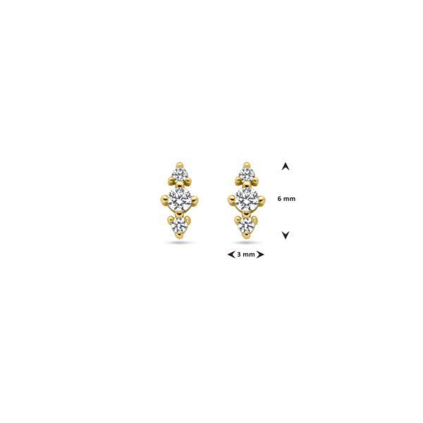 oorknoppen zirkonia 1 micron zilver verguld (geel) - Afbeelding 4
